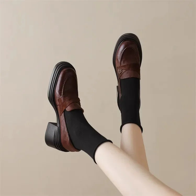 Women High Heel Shoes 2025 Retro Spring Autumn Performance Causal Women&