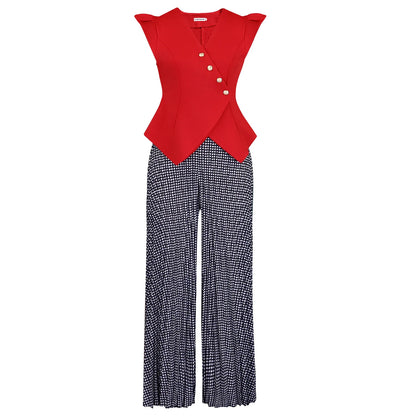 African Clothes For Women 2026 Summer 2 PCS Set Dashiki Outfits Sleeveless Tops And Pleated Pants Suit Birthday Party Gowns
