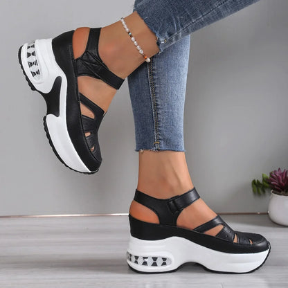 Women Sandals New Closed Toe Office and Career Summer Solid Wedge Shoes for Women New High Quality Buckle Strap Sandals Women