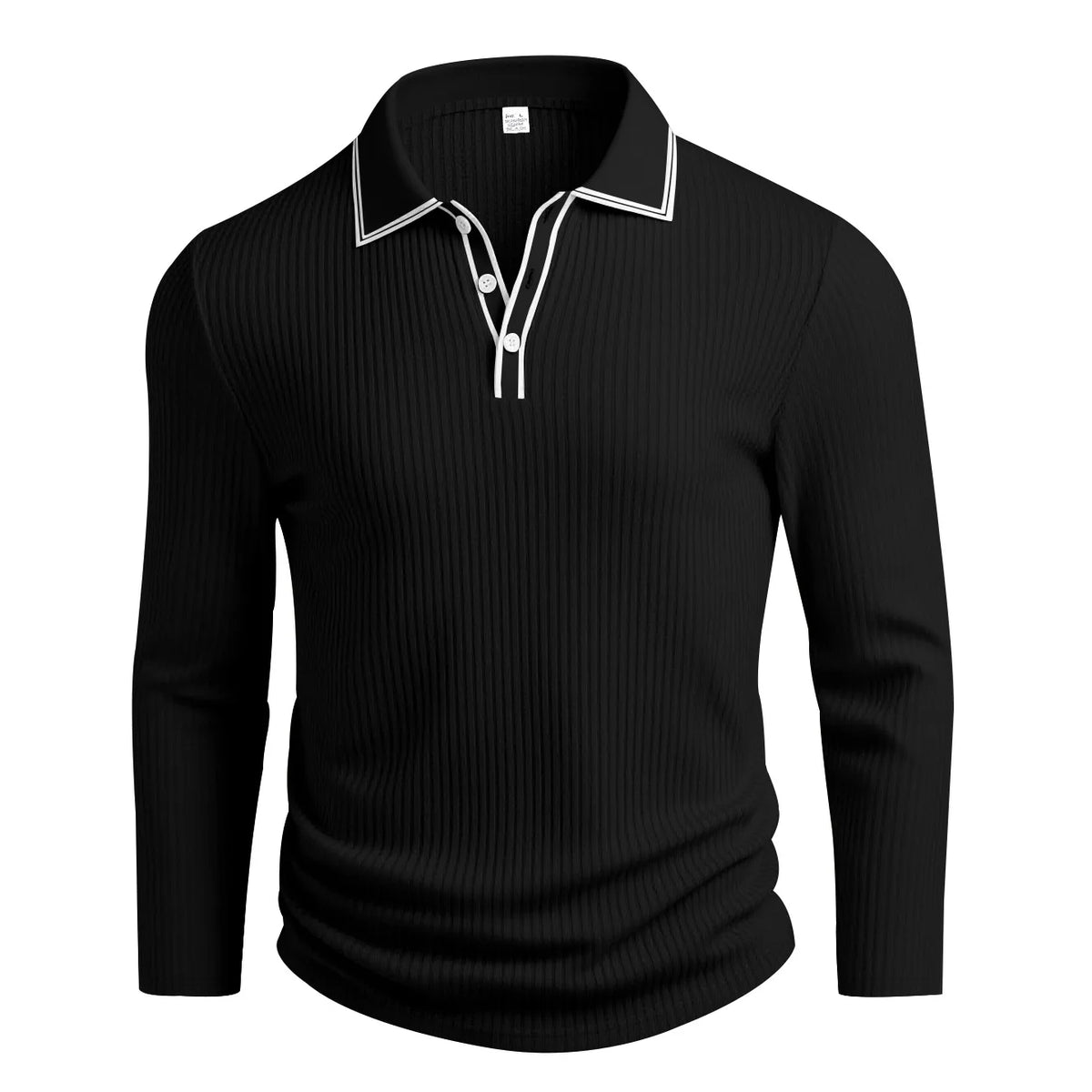 New Men's Long Sleeve Knitted Polo Shirt Classic Cotton Knit with Button Placket Business Casual & Golf Top Spring Autumn Shirts