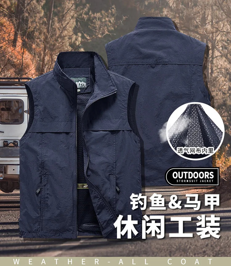 New 2026 Men's Lightweight Outdoor Vest Work Hiking Fishing Photo Travel Vest Men Running Sports Sleeveless Coats Mesh Waistcoat