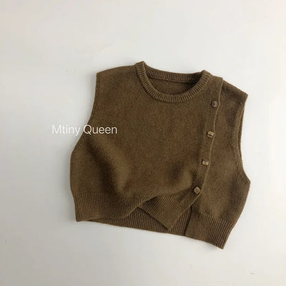 Kids Clothes  Spring Autumn Children Sleeveless Knitted Vest Baby Boy Girl Fashion Pullover Vest Toddler Solid Casual Vest Coat