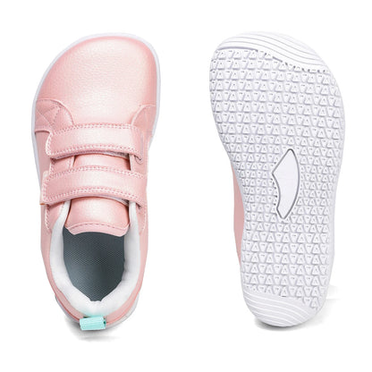 Kids Barefoot Shoes Boys Girls Wide Toe Minimalist Fashion Sneakers Lightweight Hook Loop Artificial Leather Walking Flats
