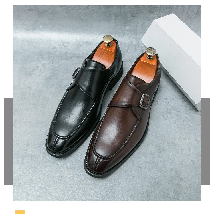 Leather Shoes For Men Fashion Buckle Classic Business Shoes for Male Luxury Brand Antiskid Cozy Men Loafers Design Shoes Men
