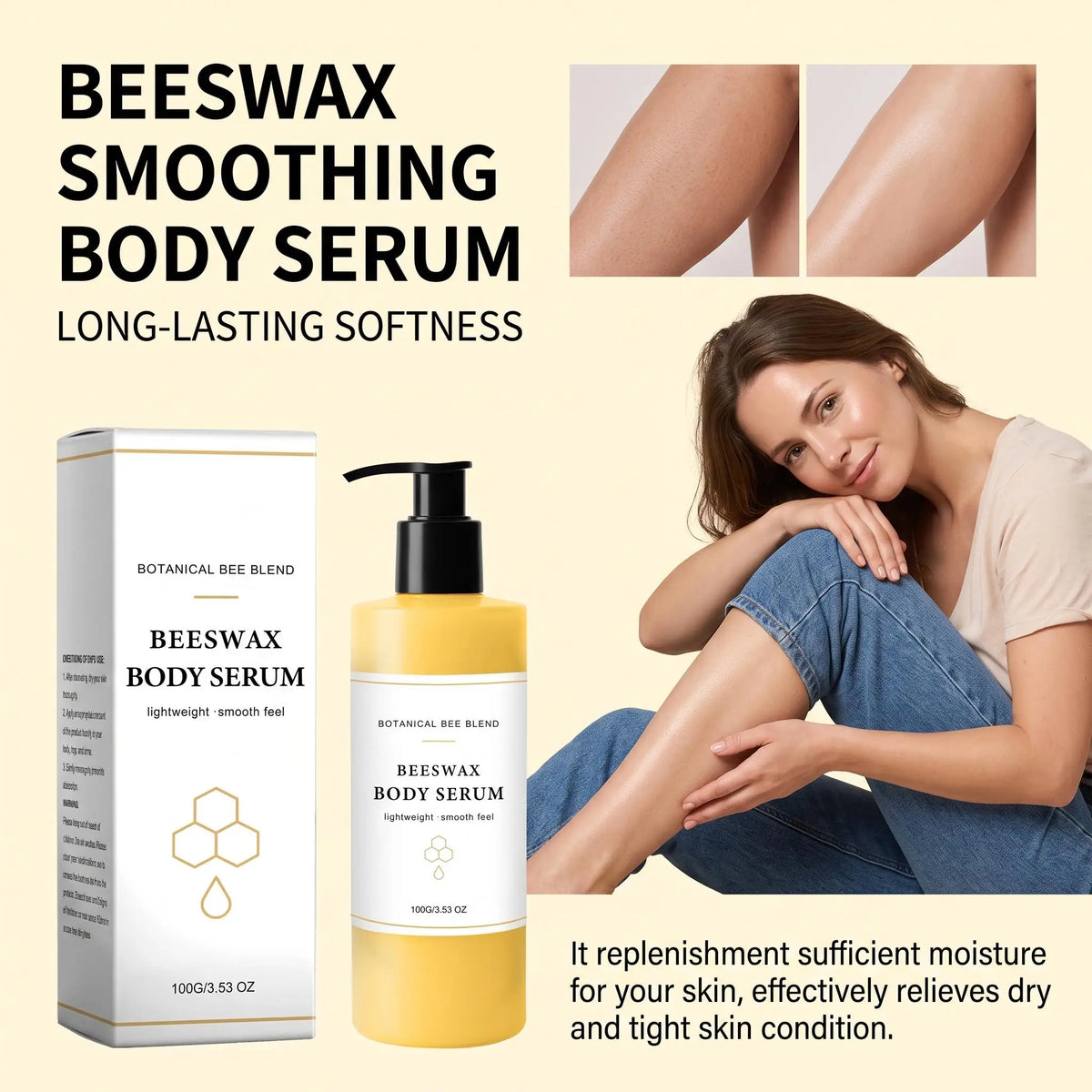 Beauty Bees Body Serum For Crepey Skin,Making Radiant-Looking Long Lasting Hydration Skin Waterless Glowing Body Oil Moisturizer
