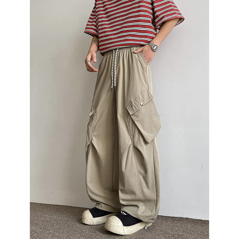 2026 Trendy Retro Wide-Leg Cargo Pants for Men- High Waist Utility Streetwear, Comfortable &amp; Stylish Casual Fashion Pants M-8XL