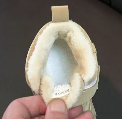 Kids Winter Warm Snow Boots Boys Fleece Lined Cotton Shoes Non Slip Thick Sole Sports Sneakers for School Age Children Outdoor