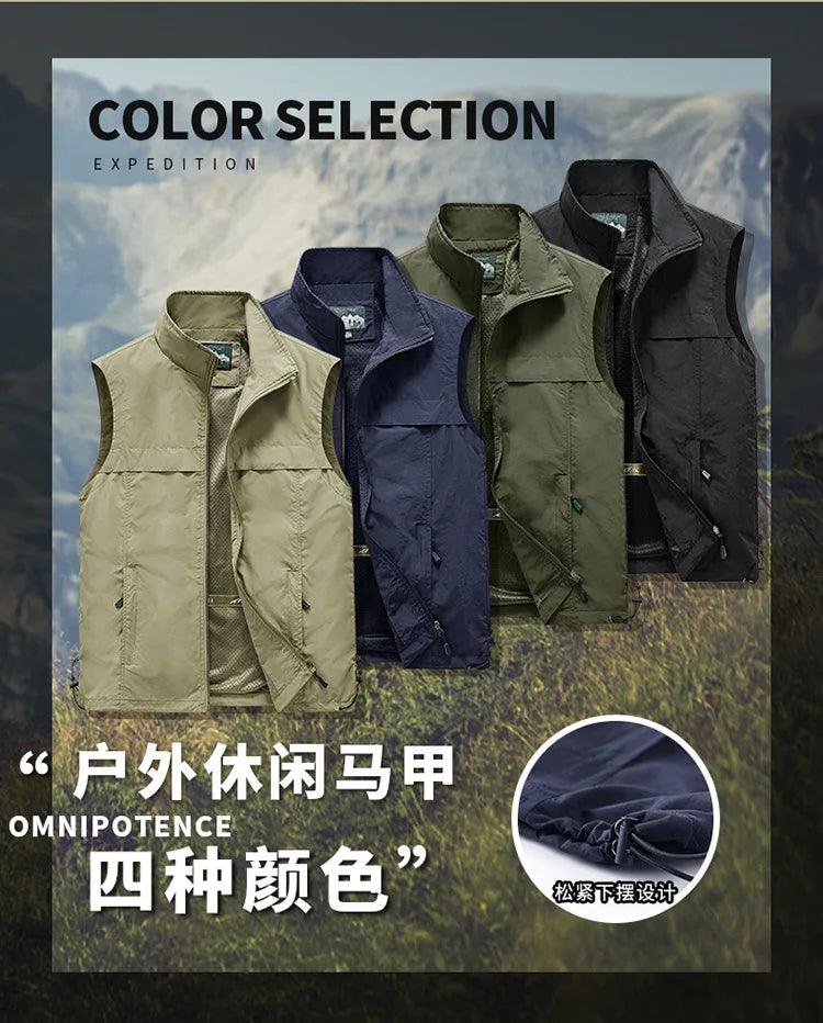 New 2026 Men's Lightweight Outdoor Vest Work Hiking Fishing Photo Travel Vest Men Running Sports Sleeveless Coats Mesh Waistcoat