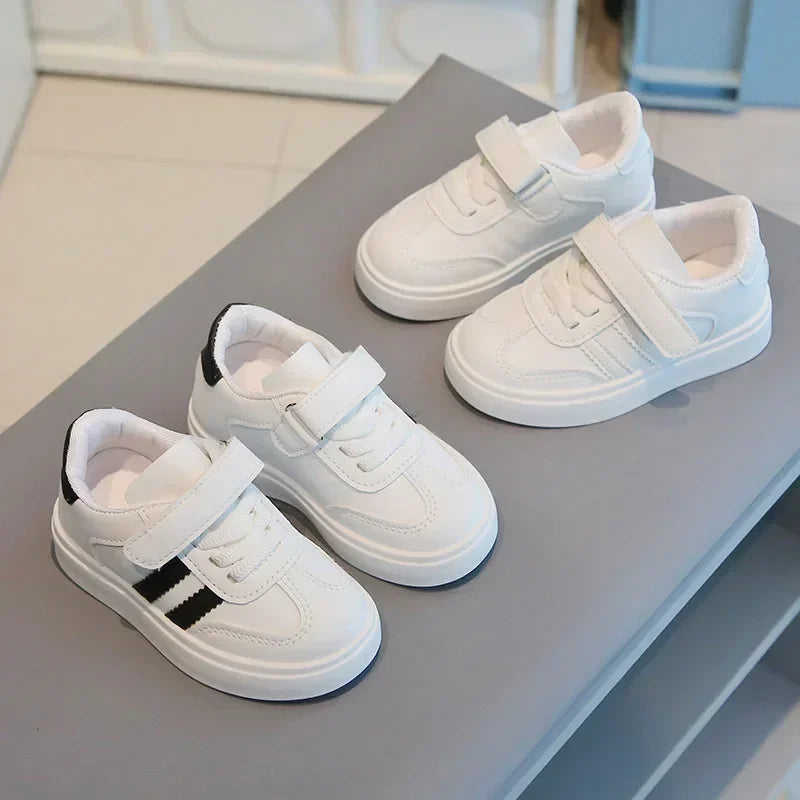 Kids Sports Shoes for School 2025 New Fashion Boys Girls White Shoes Non-slip Soft Sole Children Casual Shoes Hook&amp;loop Trendy