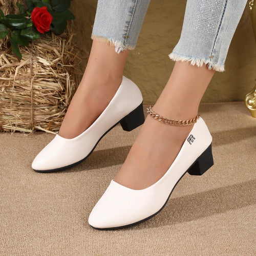 2025 New Women's Flats, Soft Sole Slip-On Pointed Toe Low Heel Work Shoes, Classic Comfortable Pumps for Office Commuting