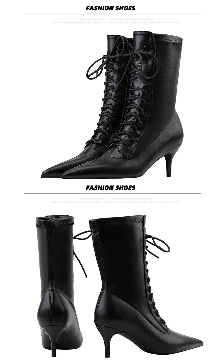 Womens Shoes Exquisite Pointed Tip High Heeled Boots for Woman Sexy Self Cultivation Stretch Boots Designer Shoes Botas Feminina