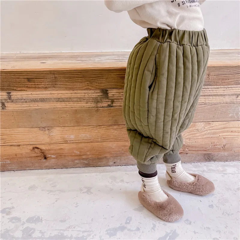 Children's Clothing From 2 To 7 Years Winter Kids Warm Cotton-Padded Trousers Baby Girls Thick Pants Toddler Boys Wear Clothes