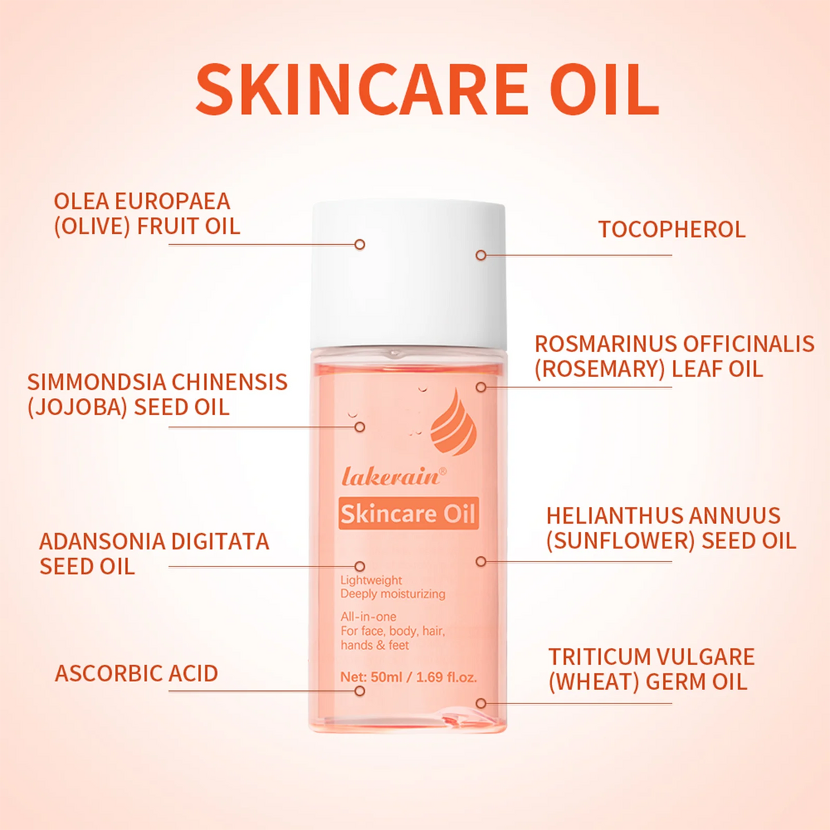 Bio Skincare Body Oil Face Body Moisturizer Vitamin A Vitamin E Exfoliate skin Improve Hair Health Fade Scars Exfoliate skin car