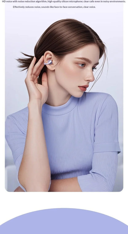 Wireless Clip-On Bluetooth Earbuds Premium HiFi Audio Sports Headphones Long Battery Life with Built-in Microphone
