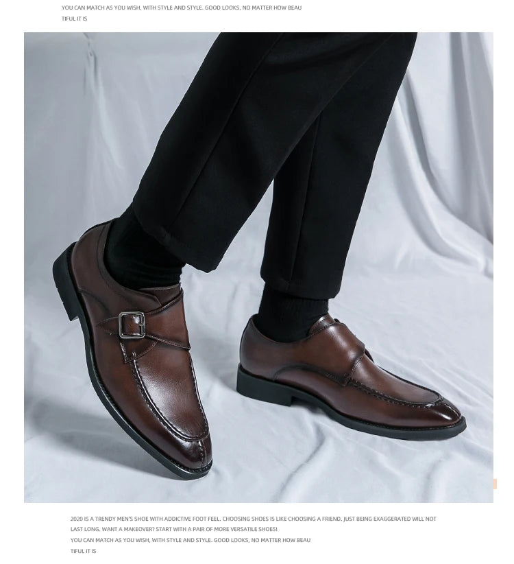 Leather Shoes For Men Fashion Buckle Classic Business Shoes for Male Luxury Brand Antiskid Cozy Men Loafers Design Shoes Men