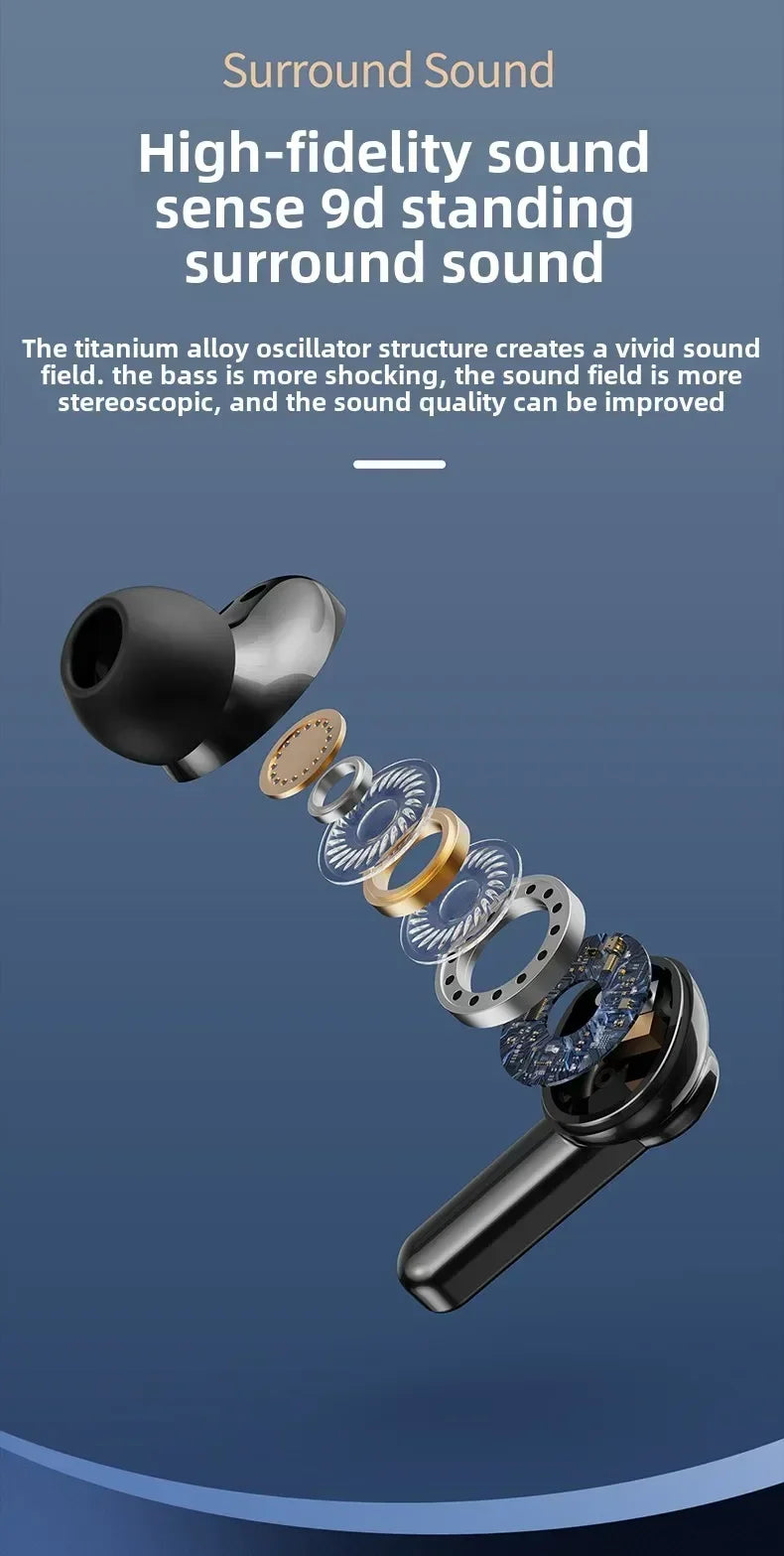 Bluetooth 5.4 Wireless Earbuds Touch Control Sport Gaming Headphones Deep Bass Noise Reduction Universal for All Smartphones