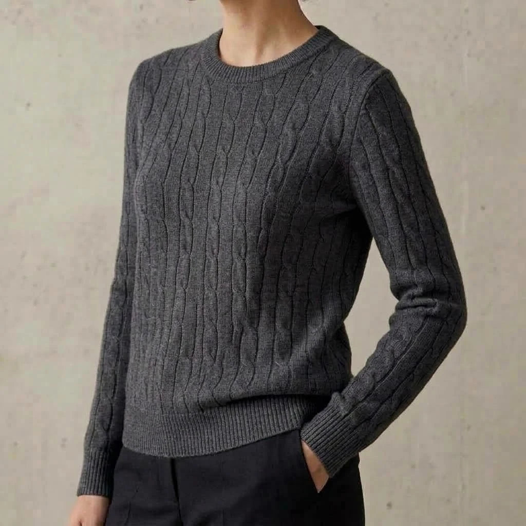 Women Cable Knit Sweater Crewneck Long Sleeve Pullover Autumn Soft Warm Knitted Jumper Fall Winter Casual Office Work Tops Coats
