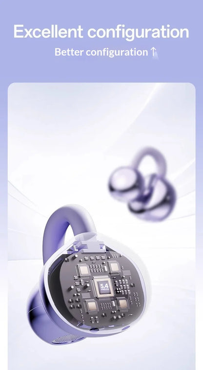 Wireless Clip-On Bluetooth Earbuds Premium HiFi Audio Sports Headphones Long Battery Life with Built-in Microphone