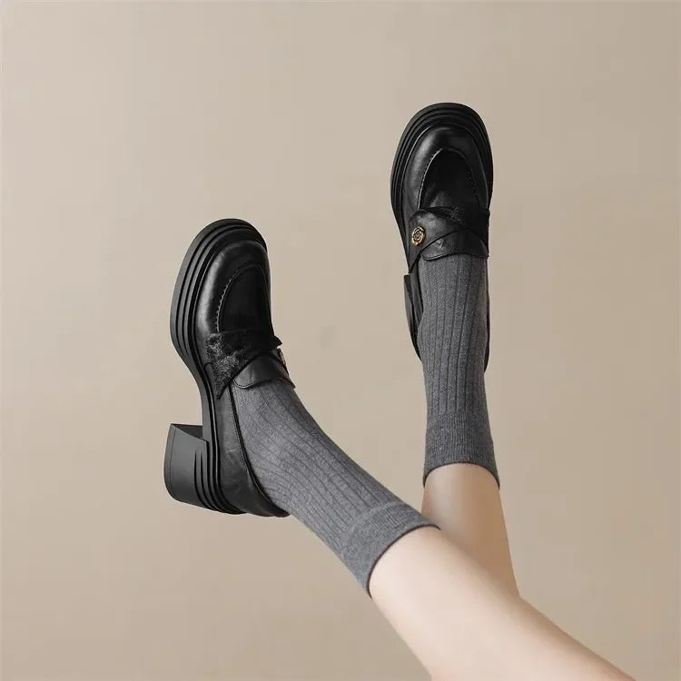 Women High Heel Shoes 2025 Retro Spring Autumn Performance Causal Women&