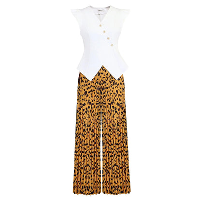 African Clothes For Women 2026 Summer 2 PCS Set Dashiki Outfits Sleeveless Tops And Pleated Pants Suit Birthday Party Gowns