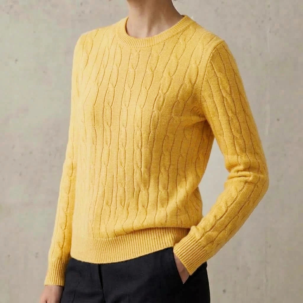 Women Cable Knit Sweater Crewneck Long Sleeve Pullover Autumn Soft Warm Knitted Jumper Fall Winter Casual Office Work Tops Coats