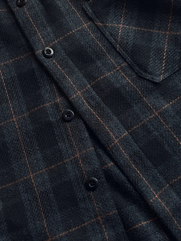 Mens Flannel Shirts American Vintage Streetwear Thick Plaid Oversized Cargo Long Sleeve Loose Fit Casual Workwear Autumn Winter