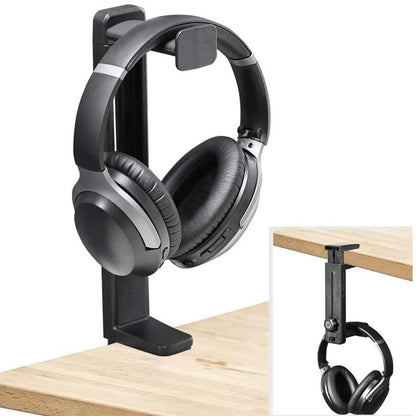 Headset Stand 2 in 1 Above &amp; Under Desk PC Gaming Headset Holder with Height Adjustable and Rotating Clamp with Cable Clip
