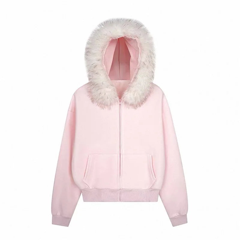 Pink Hooded Sweatshirt Set Women&