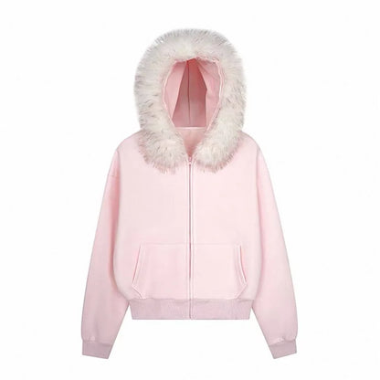 Pink Hooded Sweatshirt Set Women&