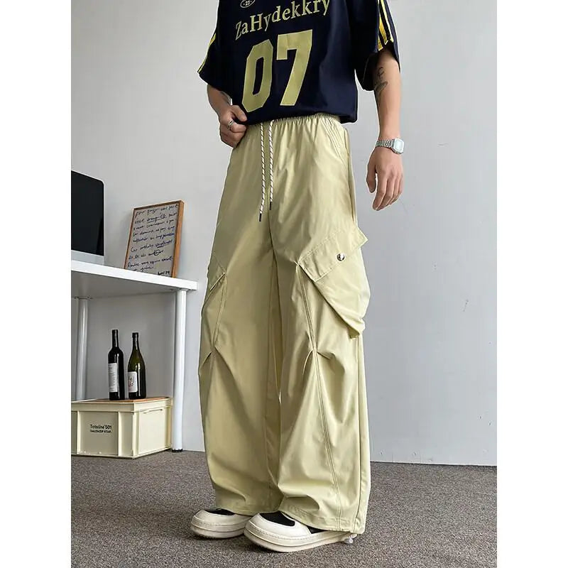2026 Trendy Retro Wide-Leg Cargo Pants for Men- High Waist Utility Streetwear, Comfortable &amp; Stylish Casual Fashion Pants M-8XL