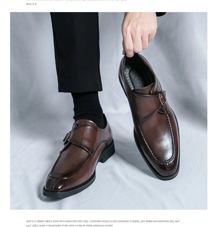 Leather Shoes For Men Fashion Buckle Classic Business Shoes for Male Luxury Brand Antiskid Cozy Men Loafers Design Shoes Men