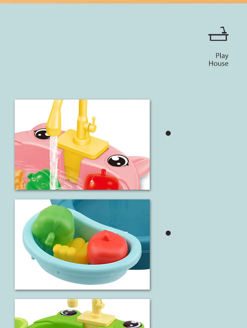 Kids Kitchen Sink Toys Simulation Electric Dishwasher Mini Kitchen Food Pretend Play House Toy Set Children Role Play Girl Toys