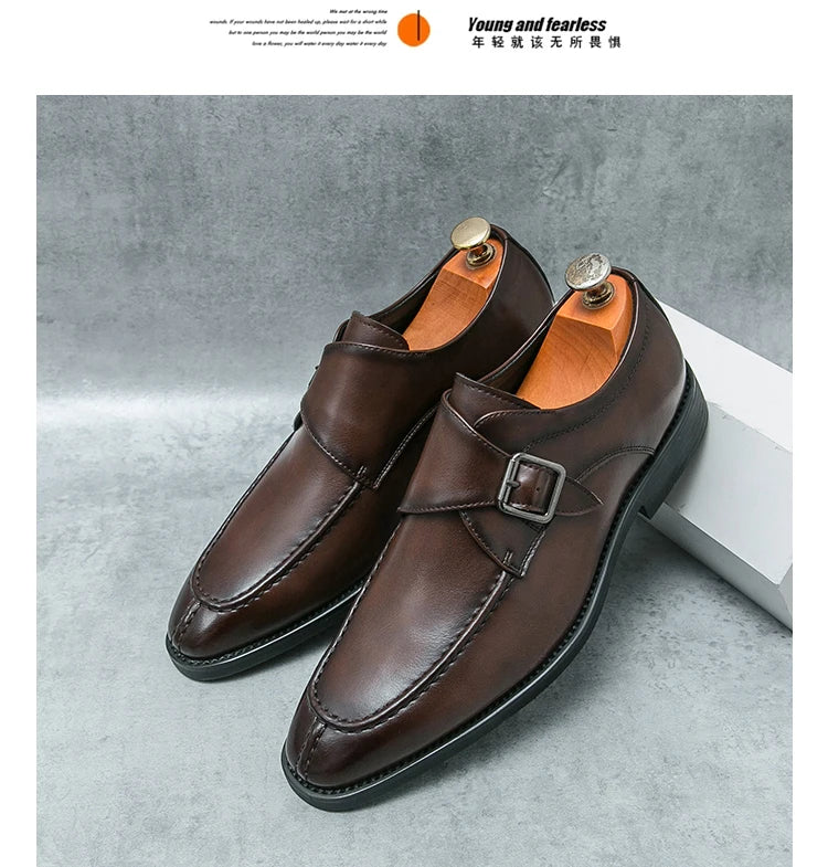 Leather Shoes For Men Fashion Buckle Classic Business Shoes for Male Luxury Brand Antiskid Cozy Men Loafers Design Shoes Men