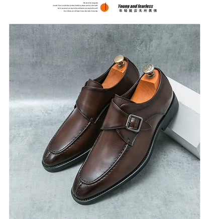 Leather Shoes For Men Fashion Buckle Classic Business Shoes for Male Luxury Brand Antiskid Cozy Men Loafers Design Shoes Men