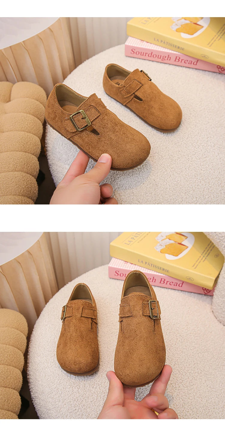 Kids Casual Shoes for Girls 2025 New Autumn Toddler Walking Shoes Soft Sole Solid Color Retro Simple School Outdoor Play age3-8