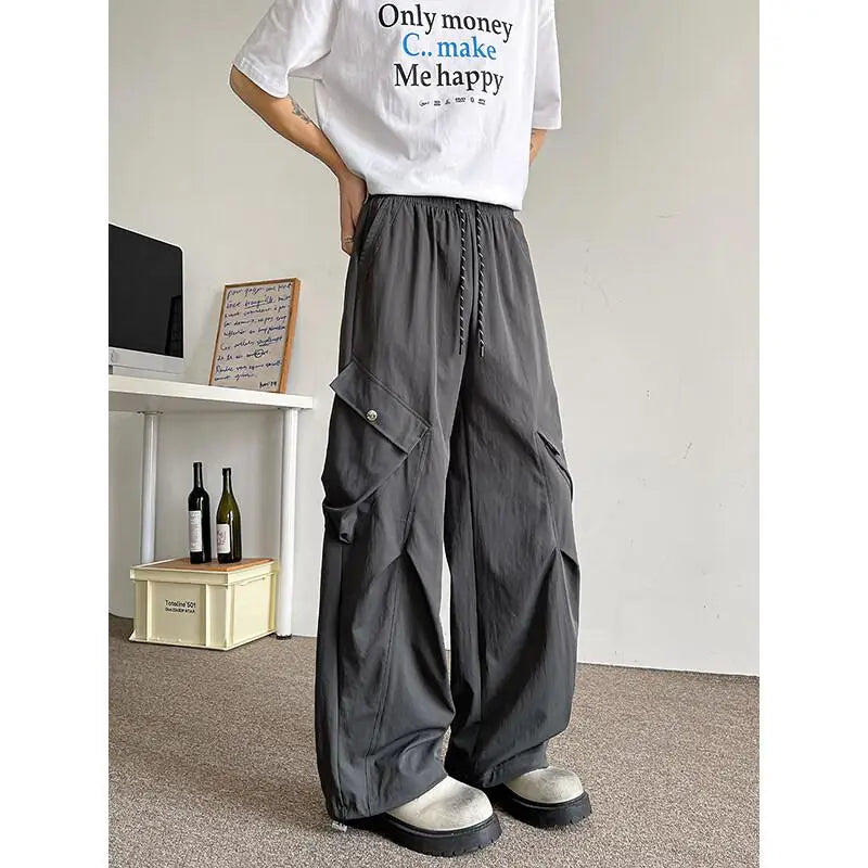 2026 Trendy Retro Wide-Leg Cargo Pants for Men- High Waist Utility Streetwear, Comfortable &amp; Stylish Casual Fashion Pants M-8XL