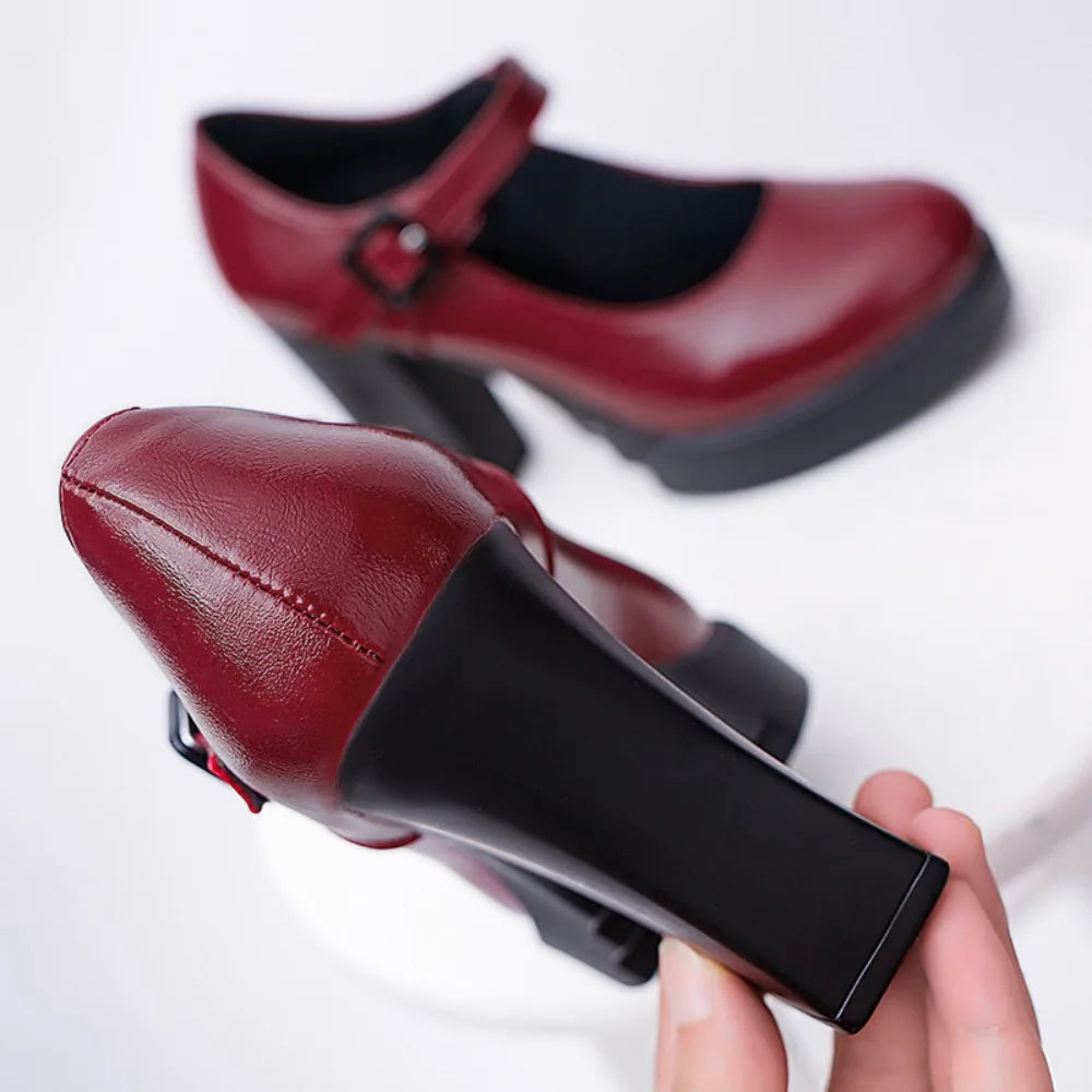 Women's Shoes on Heels Women Platform Pumps Spring Summer Shallow Mouth Buckle Strap Shoes Round Toe Shoes for Women 2026