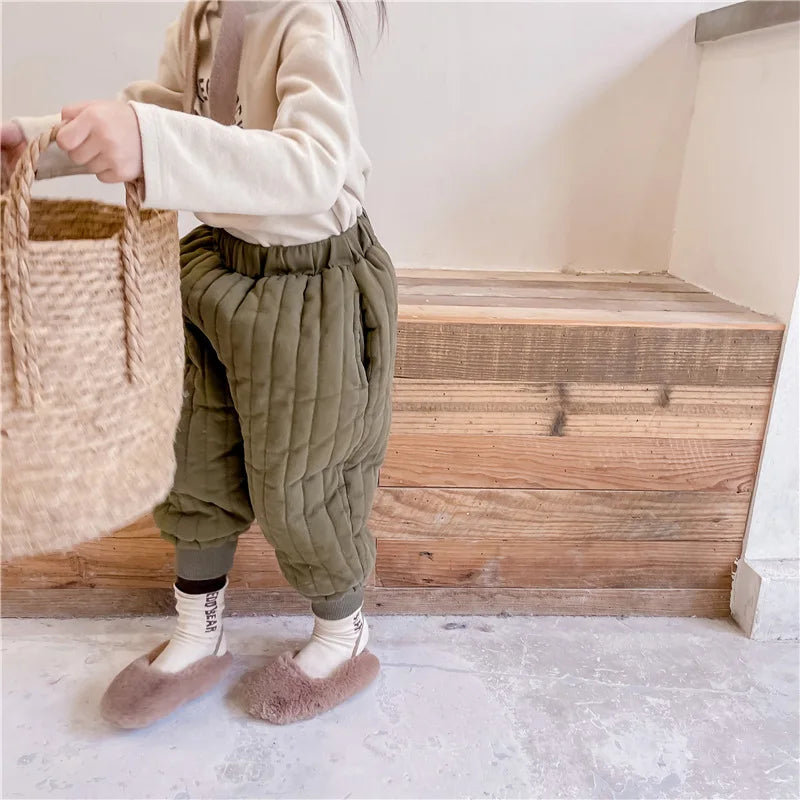 Children's Clothing From 2 To 7 Years Winter Kids Warm Cotton-Padded Trousers Baby Girls Thick Pants Toddler Boys Wear Clothes