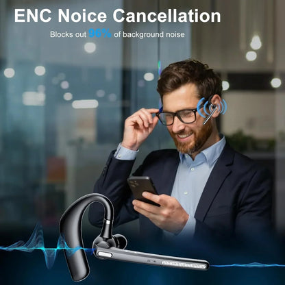 Bluetooth 6.0 Business Wireless Earphone Left Right Ear Universal LED Display With Mic Headset Ultra-long Standby For Car Driver