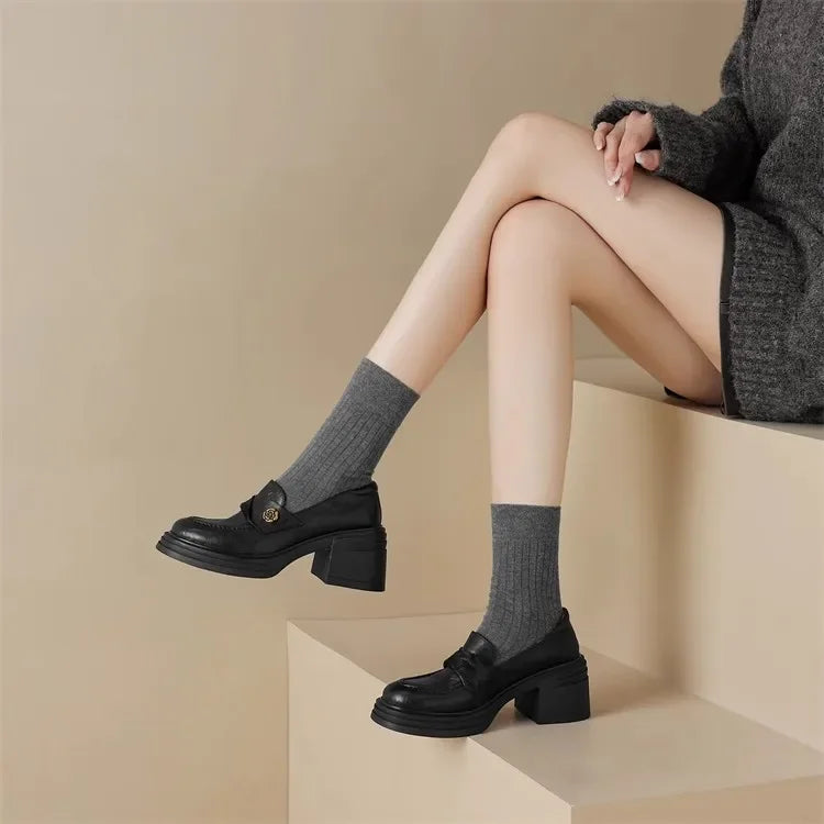 Women High Heel Shoes 2025 Retro Spring Autumn Performance Causal Women&