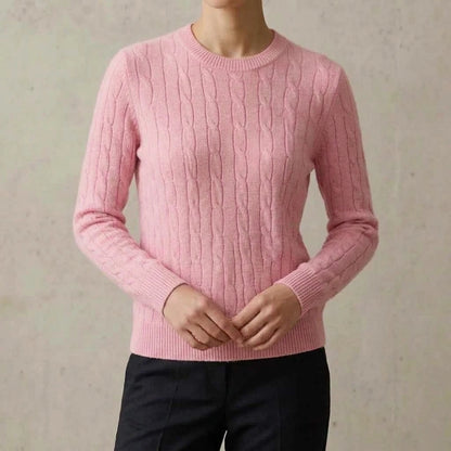 Women Cable Knit Sweater Crewneck Long Sleeve Pullover Autumn Soft Warm Knitted Jumper Fall Winter Casual Office Work Tops Coats
