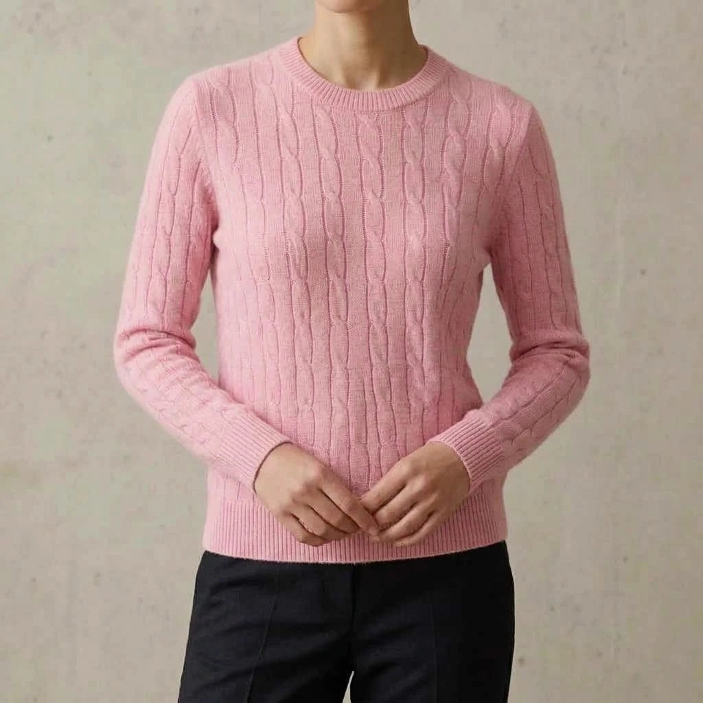 Women Cable Knit Sweater Crewneck Long Sleeve Pullover Autumn Soft Warm Knitted Jumper Fall Winter Casual Office Work Tops Coats