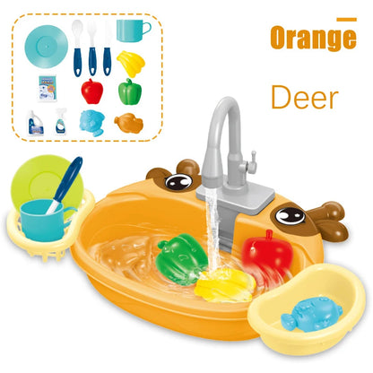 Kids Kitchen Sink Toys Simulation Electric Dishwasher Mini Kitchen Food Pretend Play House Toy Set Children Role Play Girl Toys