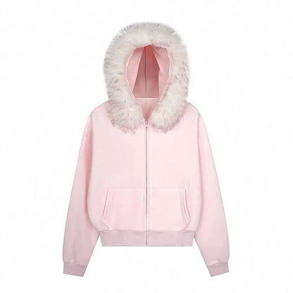 Pink Hooded Sweatshirt Set Women&