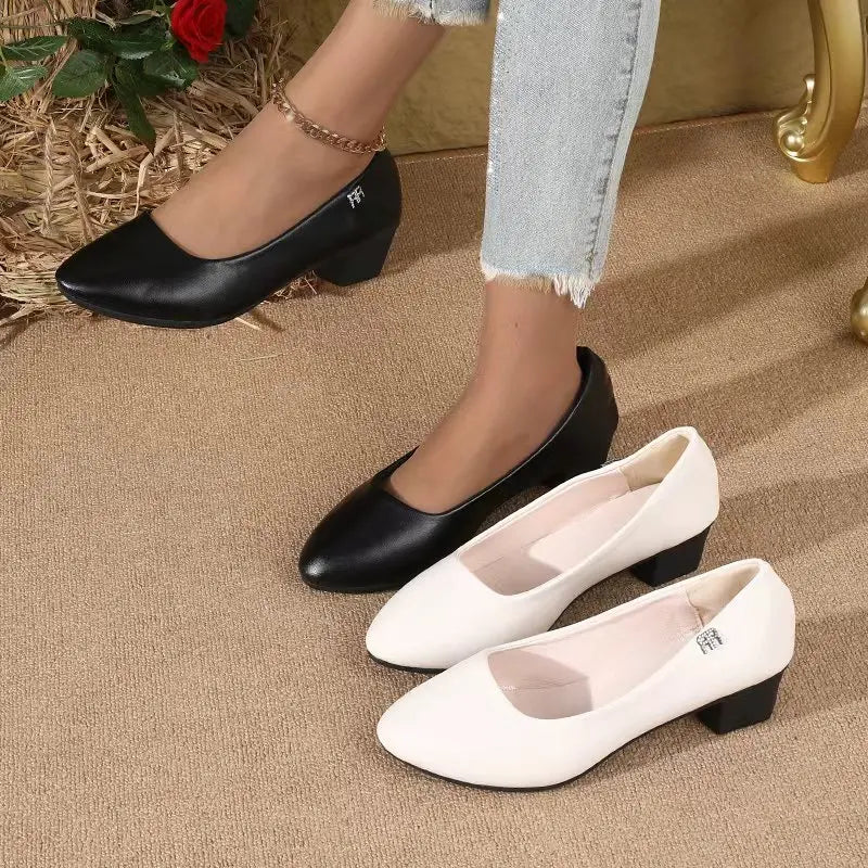 2025 New Women's Flats, Soft Sole Slip-On Pointed Toe Low Heel Work Shoes, Classic Comfortable Pumps for Office Commuting