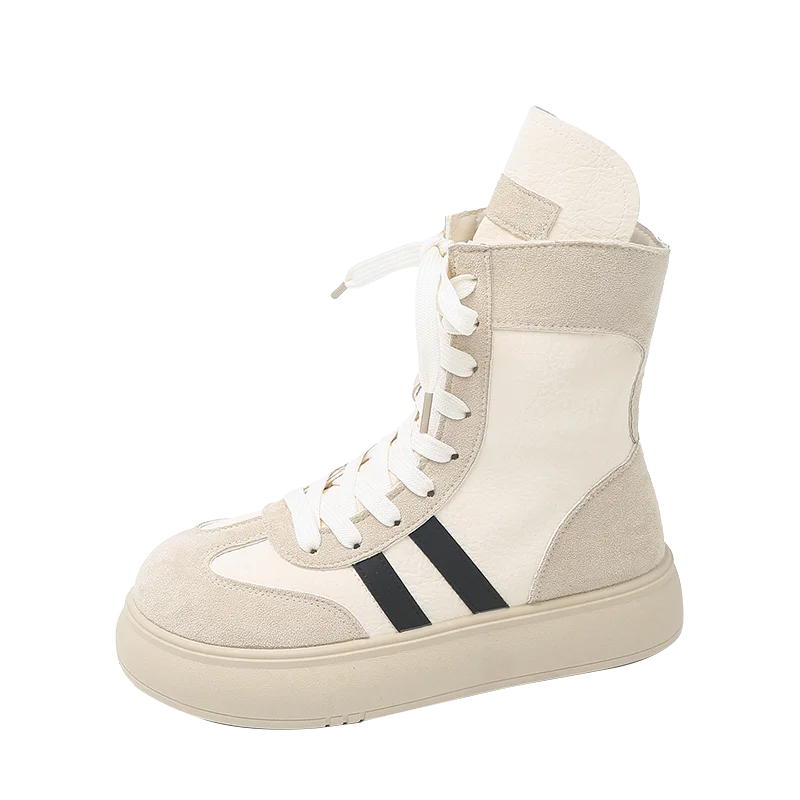 Sports and Leisure Shoes for Women 2025 New Fashionable High Top Shoes Flat Bottomed Lightweight and Comfortable Work Boots