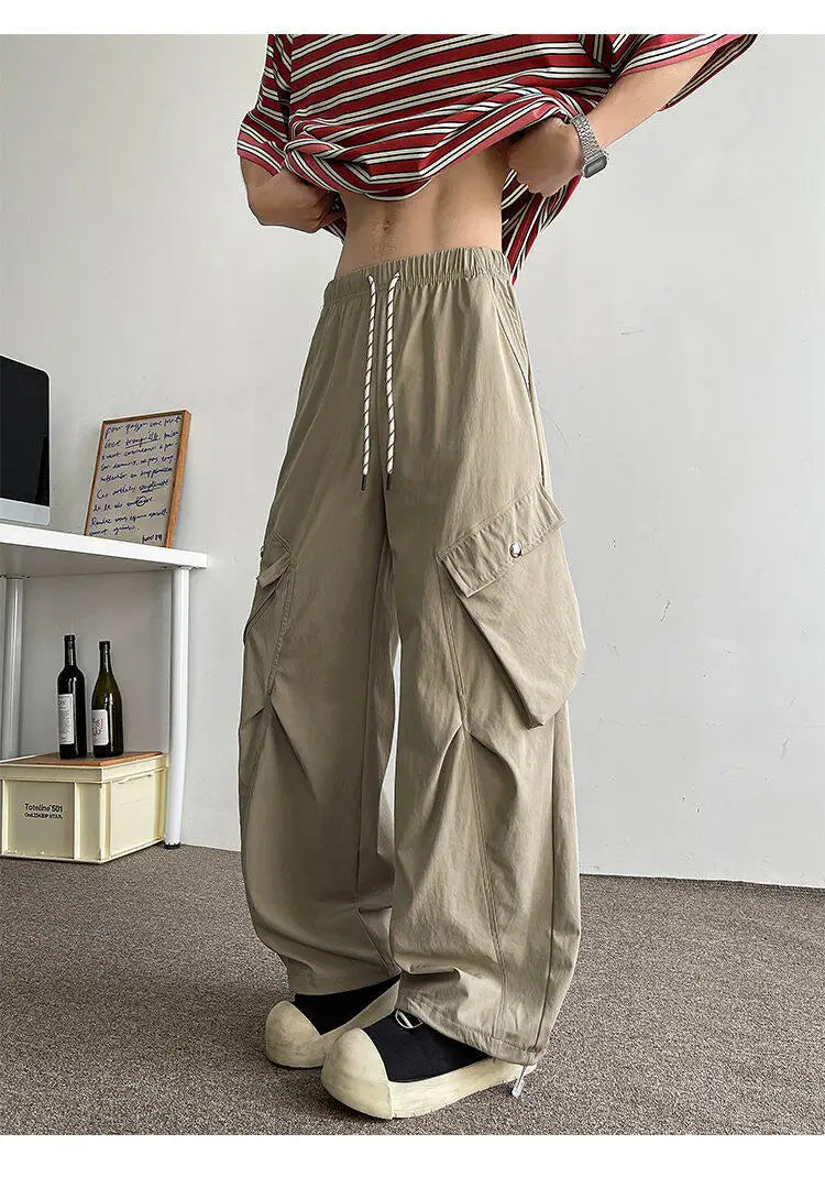 2026 Trendy Retro Wide-Leg Cargo Pants for Men- High Waist Utility Streetwear, Comfortable &amp; Stylish Casual Fashion Pants M-8XL